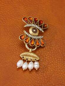 Modeschmuck für Damen, Damen Brosche, eine atemberaubende und kreative Vintage-Stil orangefarbene Damen Brosche, mit einem Design aus Zuchtperlen, das sich sowohl für den täglichen Gebrauch als auch für Partys und Bankette gut eignet.