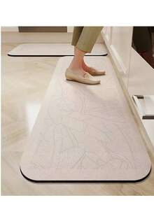 1pc Soft Rubber Kitchen Mat, 3.5mm Thick Kitchen Rug, Nordic Minimalist Style Water-Absorbing Kitchen Mat Large Carpet, Can Be Self-Cut To Fit Kitchen Size, Surface Fabric Material, Middle Sponge Layer, Bottom Rubber Layer, Suitable For Kitchen Rugs, Kitchen Decor, Wedding Decor, Home Decor, Bathroom Mat, Doormat, Laundry Room Mat, Hallway Carpet, Living Room Mat, Etc.