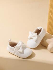 Baby Prewalker Shoes 0-1 Years Old, Bow Slip-On Soft Bottom Toddler First Walking Shoes - White - View 7
