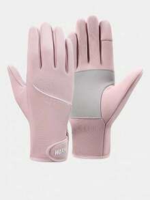 1 Pair Solid Color Casual Knitted Fabric Warm Gloves, Waterproof For Women, Suitable For Outdoor Sports, Cycling, Motorcycle, Bike, All Season, Touchscreen Capability, Thermal Lined