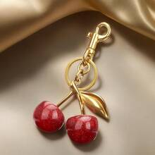 Este adorable llavero con forma de cereza, diseñado específicamente para mujeres, es el accesorio perfecto para tu bolso y un regalo ideal para Navidad y Año Nuevo. - Rosa Fucsia - Ver 4