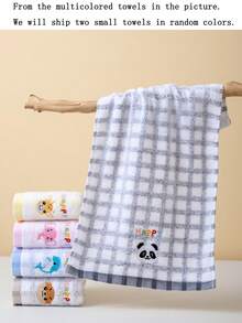 1/2/4/6 piezas Toalla pequeña con patrones bordados de animales como panda, jirafa, elefante, de 22,5 x 44 cm, colores aleatorios, absorbente y de secado rápido, adecuada para baño, escuela, etc.