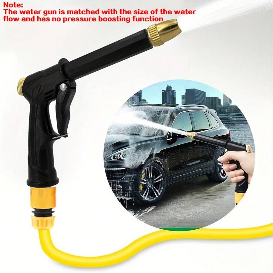 1 Súng nước nhựa áp suất cao, Vòi phun nước di động có thể điều chỉnh với khả năng tăng áp suất mạnh mẽ, Dụng cụ vệ sinh đa năng dùng để rửa xe, lau sàn và tắm cho thú cưng, Thích hợp sử dụng trong nhà và ngoài trời, Phụ kiện vệ sinh ô tô và nhà cửa bền bỉ