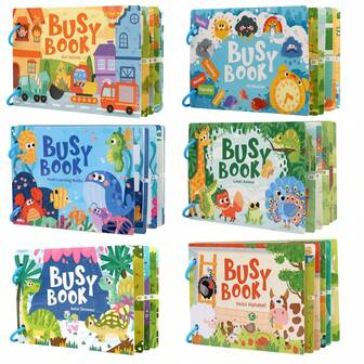 (Vuxenmontering krävs) 1 st aktivitetsbok för barn från 3 år med flera teman, pappersbok, djur, fordon, dinosaurier, interaktiva klistermärken för förskolebarn, interaktiv aktivitetsbok med matchande siffror och bokstäver, utmärkt present till barn