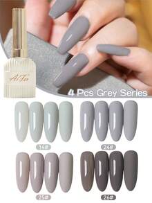 AiFer 4 Bottles 15ml Grey Series Solid Color Removable Gel Polish Set, Suitable For Nail Salon DIY, New Year Holiday Manicure, UV Lamp Nail Art Design Decoration, Home Manicure Gift, For Women - Grey - View 2