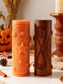 DIY Relief Column Silicone Mold (Tai Chi/Abstract Geometric/Star/Moon) - High Column/Cylinder Shape, Easy To Demold | Fits Candle Making, Soap Crafts, Decorative Wax & Handicrafts | Perfect For Handcraft Enthusiasts, Creative Ornaments & Craft Production Tools