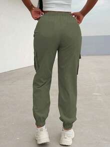 1pc Teen Girl Casual Straight Leg Jogger Pants With Pockets, Spring/Autumn/Winter, Athletic Wear