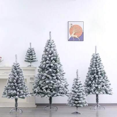 1 pieza Árbol de Navidad con copos de nieve de felpa, árbol de Navidad artificial con bisagras y soporte de metal, adecuado para decoración del hogar, oficina, fiesta, decoración navideña interior | Diseño cómodo para vacaciones | Textura esponjosa de las ramas, adorno de árbol de Navidad, decoraciones navideñas para el hogar, regalos de Navidad, decoración navideña