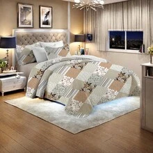 3 Pieces Full/Queen/King Size Aesthetic Quilt Set, Machine Washable Cozy Bedding Coverlet, Brushed Microfiber Quilt Cover, Cozy Quilted Blanket Bedding Sets With Pillow Shams, Embroidery Thin Comforter, 2 Pieces Twin Quilt Set - Màu nâu  Mocha - Xem 9