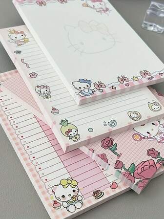 Sanrio 2 PCS/4PCS For Hello Kitty Sticky Notebooks - Assorted Designs, Perfect For Office, Notes, And School, Cute Stationer