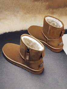 Men's High-Top Snow Boots, Thick Warm Lining, Thick Sole, Northern Thermal Lined Casual Outdoor Short Boots, Winter,Fur Boots - Brown - View 3