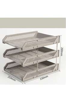 1pc 3-Tier File Tray Desk Organizer Rack, Document Storage Holder, Office Supplies Basket, Student Stationery