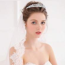 GSYY Silver Tiara And Crown For Wen Girls Crystal  Tiaras For Bride Princess Bridal Tiara Quinceanera Crown For Birthday M Halloween Colay Hair Accessories - 銀色 - 查看 2