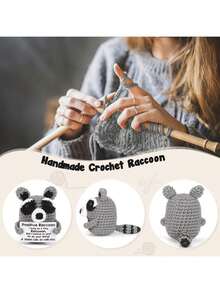 1 件 活泼浣熊，手工钩织励志礼物，毛绒动物，适合送给男士、女士、朋友、同事、家人，鼓励韧性的礼物。 - 彩色 - 查看 5