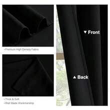 Short Blackout Curtains For Kitchen Over Sink 45 Inch Long Thermal Insulated Black Out Curtain For Bedroom Rod Pocket Drapes For Bathroom Small Window 2 Panels Set Black 42 Inches Wide - 黑色 - 查看 4