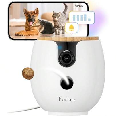 Furbo 360 °   [Nuevo] Cámara p/Mascotas 2K QHD – Desbloquea Funciones Inteligentes con Plan de Pago: Alertas de , Dispensador Rotatorio. (Suscripción Requerida,ínimo 3 Meses) 3DDZ