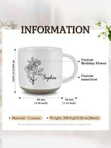 Personalized Name Coffee Mug & Birthday Flower, Christmas Gift, Christmas Decoration, Thanksgiving Gift, New Year Gift, Gift For Her, 11oz Mug, Personalized Mug, Gift For Best Friend, Fun Friendship Gift, Sister Name Mug, Easy To Clean, Suitable For Youth Festival, Housewarming, School, Home, Office, Customized, Personalized, Unique, Holiday Calendar