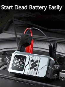 SUITU Bộ kích bình ắc quy ô tô di động kèm máy nén khí, bộ tăng áp ắc quy ô tô 12V, bơm lốp 14.8V 1500mAh 150PSI, dây cáp khởi động thông minh, đèn pin LED, màn hình LCD và đồng hồ đo áp suất lốp, phụ kiện ô tô/đồ dùng cần thiết cho ô tô/quà tặng. - Xám - Xem 11