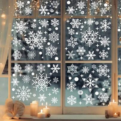 Weihnachts-Schneeflocken Fensteraufkleber, Weihnachts-Fensteraufkleber, Schneeflocken Statische Klebefolie, Weihnachts-Fensteraufkleber Schneeflocken, geeignet für Weihnachts-Themen-Party Dekoration, Weihnachts-Dekorationen, Weihnachts-Fensteraufkleber, Ferienfenster-Klebefolien Winterdekoration, Feiertags-Heimdekoration, Weihnachts-Fenster-Wandkunst-Dekoration, anwendbar für Zuhause, Räume, Büros, Supermärkte, Geschäftsfenster, Glastüren, Innen-Weihnachts-Dekorations-Aufkleber, Weihnachten