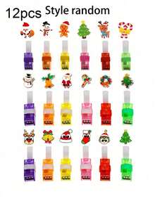 12 pezzi - Mini luce di proiezione natalizia, luce di proiezione LED multicolore natalizia, luci per dita a LED natalizie, motivi natalizi unici e interessanti, luci di proiezione portatili, Babbo Natale, pupazzo di neve, alce, luce di proiezione fiocco di neve, decorazione per atmosfera festiva, per decorazione domestica, decorazione per feste natalizie, decorazione per la stanza, il miglior regalo per gli amici a Natale