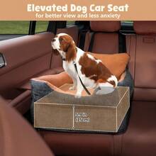 Dog Booster Car Seat For Small/Medium Dogs Under 30 Lbs Detachable Washable Puppy Doggie Elevated Carseat Travel Bed For Car Thick Cushion -Black - 黑色 - 查看 3