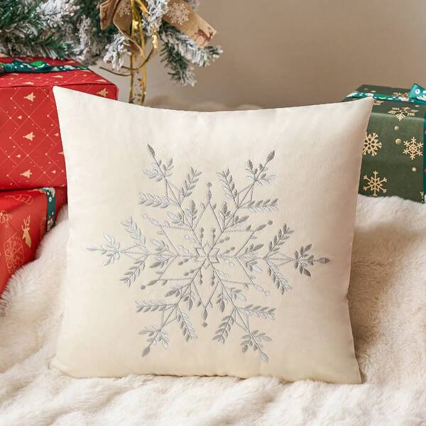 1 pieza Funda de almohada navideña, Funda de cojín decorativa navideña HOHOHO, blanca, de franela bordada, estilo tradicional, adecuada para la sala de estar, decoración de cama, decoración navideña, regalo personalizado
