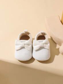 Baby Prewalker Shoes 0-1 Years Old, Bow Slip-On Soft Bottom Toddler First Walking Shoes - White - View 6