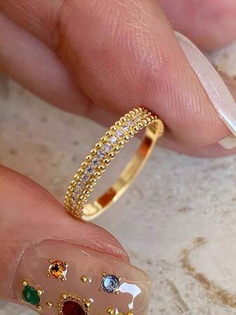 1 st S925 sterlingsilver utsökt rund pärla mikroinfälld ring för kvinnor fina smycken för kvinnor present festpresent födelsedagspresent vardagskläder