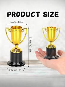 1/6/12pcs Gold Trophy Cup, Plastic Mini Trophy, Sports Game Competition Award Prize, Spelling Bee Contest Reward, Party Favor