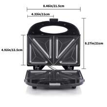Máquina de Sándwiches Negra con Luz Indicadora Antiadherente y Fácil de Limpiar 750W Multifuncional para Cocción - Tipo de Enchufe A USA (110-127V) - Ver 6