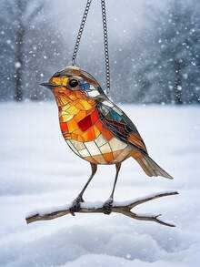 2个/1个知更鸟阳光捕手（8英寸 x 8英寸）2D亚克力装饰牌，户外及花园用品，庭院及花园装饰，园艺装饰品，适用于房间、卧室、厨房、家居、墙面、婚礼、农舍、花园、万圣节、秋季、圣诞节、乡村房屋装饰/圣诞装饰/圣诞家居装饰/圣诞礼物 - 彩色 - 查看 7