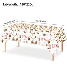 Western Cowboy Party Tablecloths With Patterns, Cowboy Horse Tablecloths, Birthday Parties, Bachelor Parties, Cowboy Showers, Rodeo Events, Disposable Plastic Table Decoration Items - Multicolor - View 7