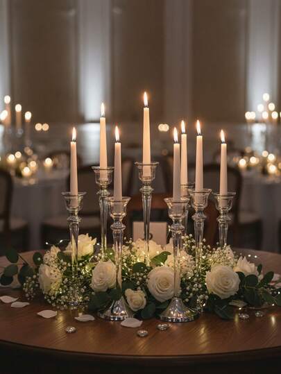 아크릴 캔들 홀더 1개/세트, 크리스마스 캔들 홀더, 크리스마스 장식, 유럽식 발렌타인데이 로맨틱 캔들 홀더, 저녁 파티, 생일 파티, 호텔 연회, 결혼식, 식탁 장식, 가정 장식, 휴일 행사, 가족 모임, 테마 파티, 라마단 및 이드 선물용 캔들 홀더 센터피스