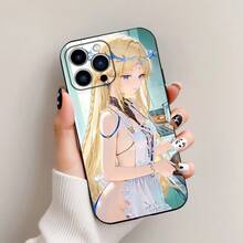 Atractivas fundas de teléfono de anime encantadoras y directas con engrosamiento, accesorios móviles compatibles con  11/12/13/14/15/16 / Pro Max Pro Plus como regalo. - Negro - Ver 4