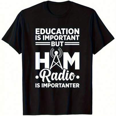 Camiseta de Radioaficionado Ham Radio, Transpirable para Todas las Estaciones, Regalo Clásico Negro para Familia