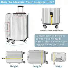 1件装重型高品质PVC行李箱套，透明设计，带伸缩拉杆套 - 防刮行李保护套，适用于大多数尺寸，防尘防撞，可承受暴力运输，防水防污，大面积魔术贴更牢固。