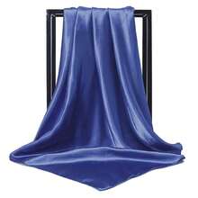 Lastclream Chiffon Square Neck Scarves For Women Handkerchief Retro Satin Ribbon Scarf For Hair Wrapping 23.6inch 26inch,23.6inchRibbon-NavyBlue - 23.6吋絲帶-深藍色 - 查看 4