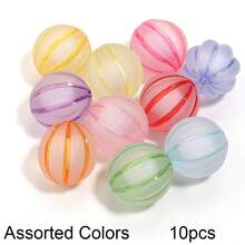 10/30/100pcs Acrylic Pumpkin Beads, DIY Craft Jewelry Making, Halloween Decor Materials, Candy Colors, 8-20mm - Random Color Mixing - View 12
