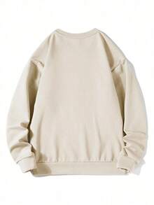 Christmas Outfit Womenchristmas Outfit WomenMen's Solid Color Pullover Sweatshirt, Casual Everyday Wear, For FallLoose And Comfortablewomen Winter Clotheswinter Clothes For Women - 杏 - 查看 2