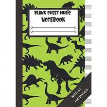 Blank Sheet Music Notebook: Dinosaur blank sheet piano music notebook 100 pages of A4 Manuscript paper - como en la foto - Ver 4