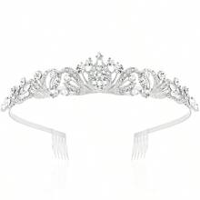GSYY Silver Tiara And Crown For Wen Girls Crystal  Tiaras For Bride Princess Bridal Tiara Quinceanera Crown For Birthday M Halloween Colay Hair Accessories - 銀色 - 查看 1