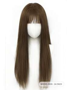 1pc 24inch,26inch Long Straight Synthetic Heat-Resistant Wig, Made Of Fiber Material, Suitable For Everyday Wear, Natural And Realistic.