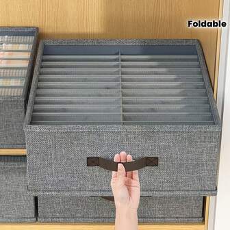 16格可折叠布艺收纳盒，适用于袜子和内衣——节省空间，带提手，是衣柜收纳的理想之选
