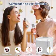 áquina de Karaoke para Niños y Adultos: Altavoz Portátil de Karaoke con 2 Micrófonos Inalámbricos Soporte Tarjeta TF,USB,AUX,PC,PA,TV,Wireless Karaoke Speaker,Blanco Bocinas - 1 - Ver 7