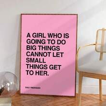 1件/套粉色文字励志语录帆布海报，墙面装饰画，充满正能量，少女卧室装饰，美学墙面艺术，卧室家居墙面艺术装饰，现代家居装饰，不含画框 - 粉色 - 查看 5