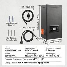 Transformador de paisaje de bajo voltaje de 600 W con temporizador y sensor de fotocélula, transformador de iluminación de paisaje impermeable, 120 V CA a 12 V/14 V CA para exteriores, foco, luz de camino, luz de piscina, ETL - Negro - Ver 7