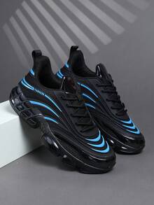 低帮男士运动鞋运动鞋男士休闲跑步鞋慢跑鞋男士步行鞋日常时尚鞋类网球街头服饰 - 藍色 - 查看 5