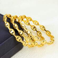 21k Gold Plated Asymmetrical Bracelet, Luxury Arabic Style Charm Bracelet For Women, Elegant Jewelry For Saudi, Dubai Bride Wedding Party