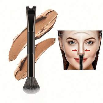1PC Dual-Ended Nose Contour Brush, U-Shaped Handle With Soft Bristles For Highlighting Sculpting, Daily Professional Makeup And Travel Kit