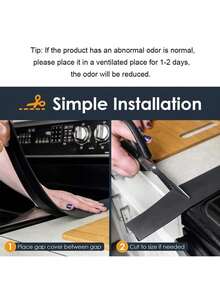 1/2PCS Easy To Clean Silicone Stovetop Gap Cover, Kitchen Countertop Gap Filler, Heat Resistant Oven Gap Filler, Suitable For Kitchen, Dining Room, Kitchen Essential - Black - View 8